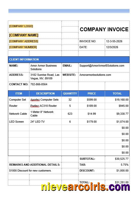 Sample IT Company Invoice